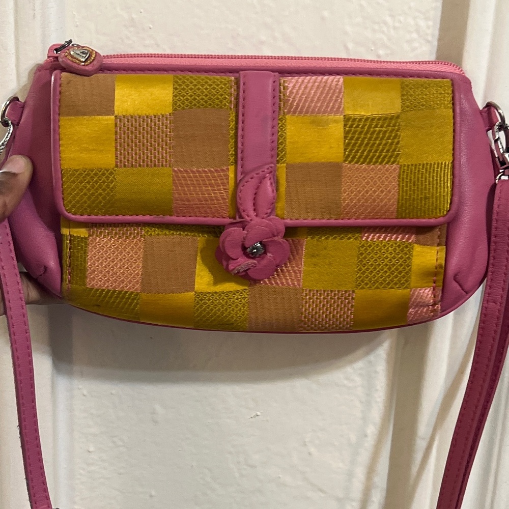 Brighton RIO Large Wallet/Shoulder Bag/Crossbody Pink/Gold